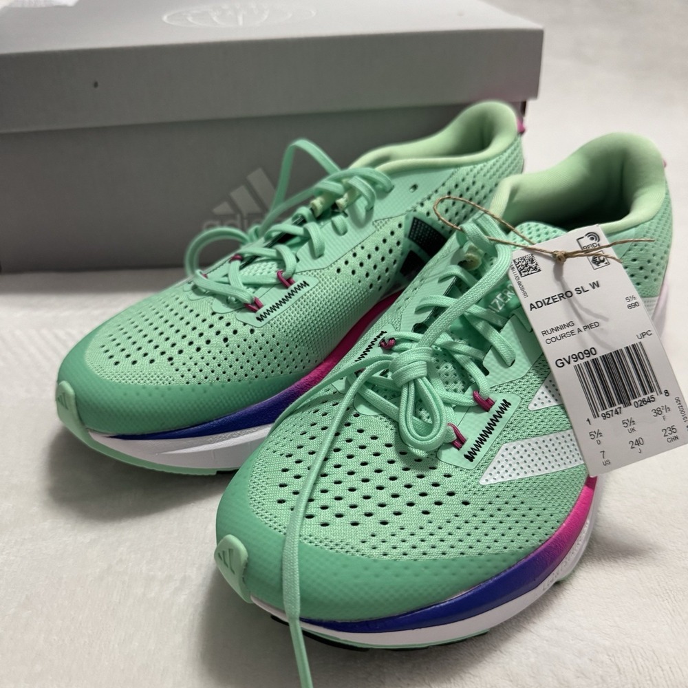 Adidas Adizero SL W Running Shoes Mint Pink Blue Lightstrike Women's 7 NWT